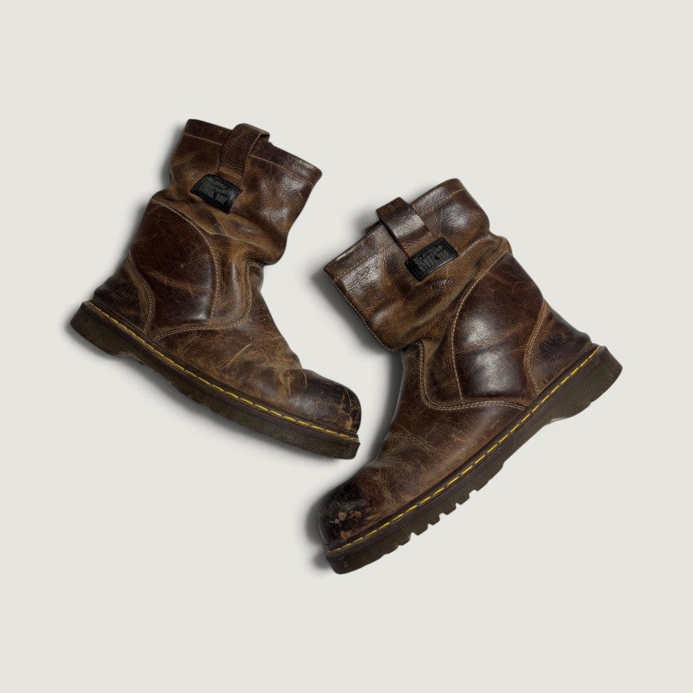 Dr. Martens Industrial Steel Toe Brown Leather Pull On Work Boots Mens 13